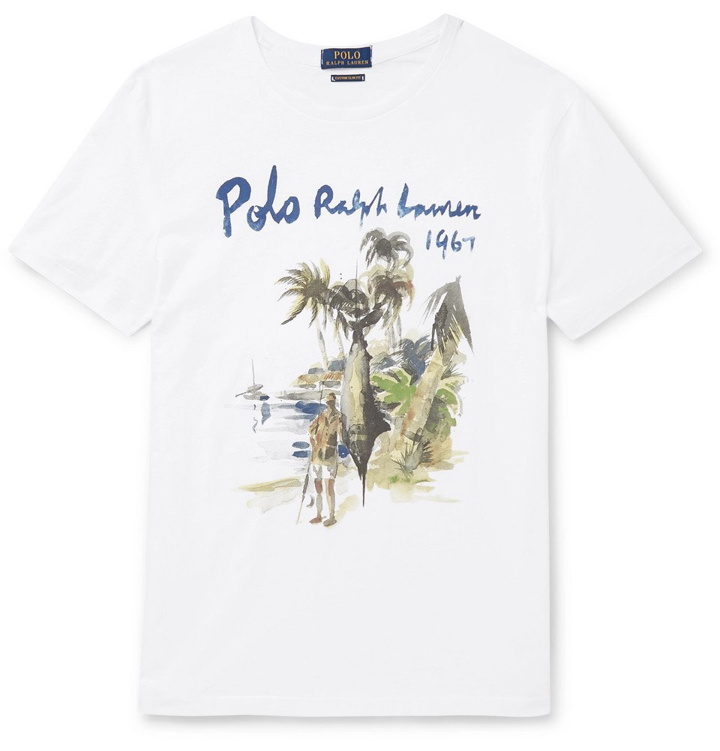 Photo: Polo Ralph Lauren - Slim-Fit Printed Cotton-Jersey T-Shirt - White