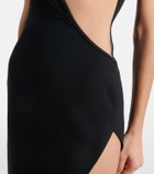 David Koma Asymmetric cutout floral-appliqué midi dress