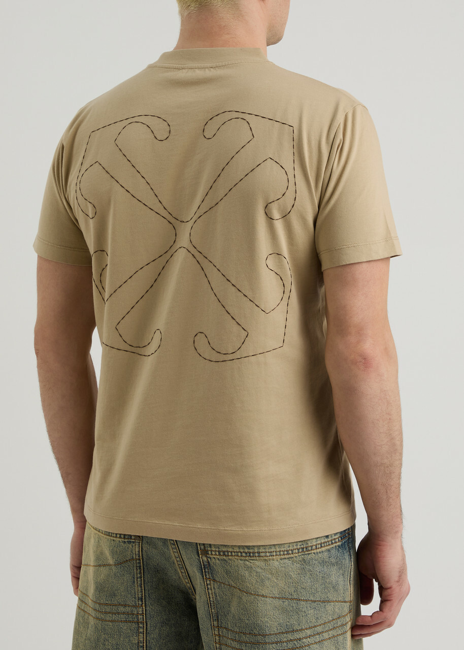 Off-white Arrow Logo Cotton T-shirt Tan