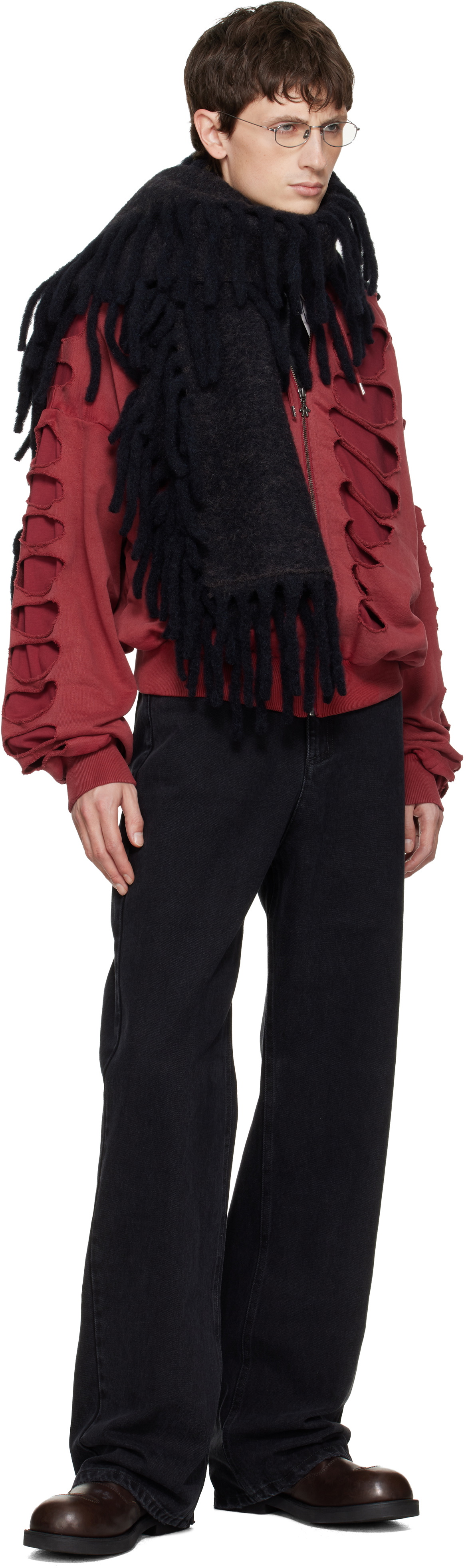 AVAVAV Black Fringed Scarf