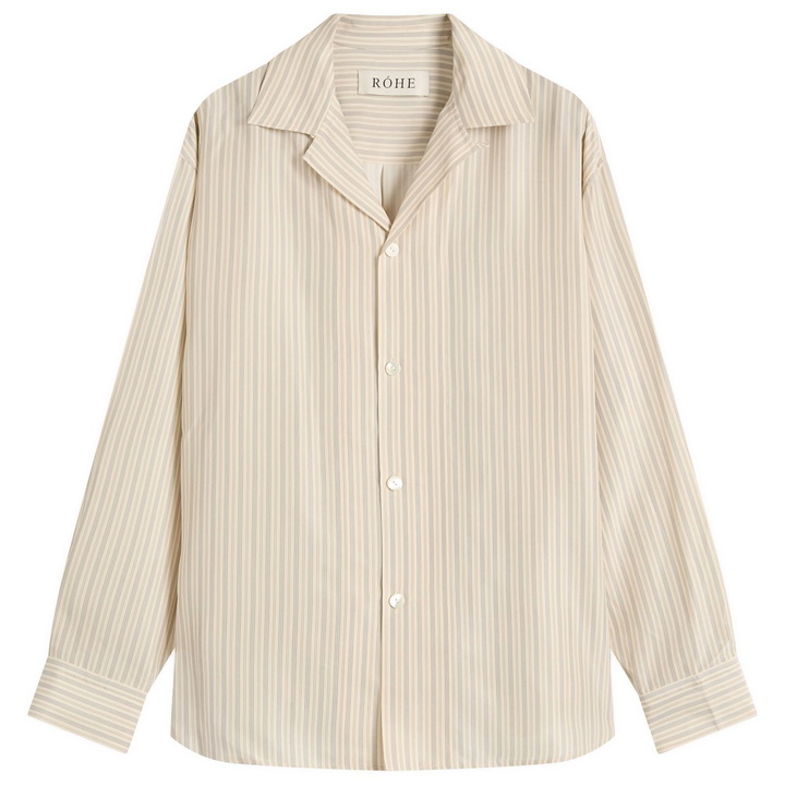 Photo: Róhe Men's Stripe Silk Vacation Shirt in Cream Heritage Stripe