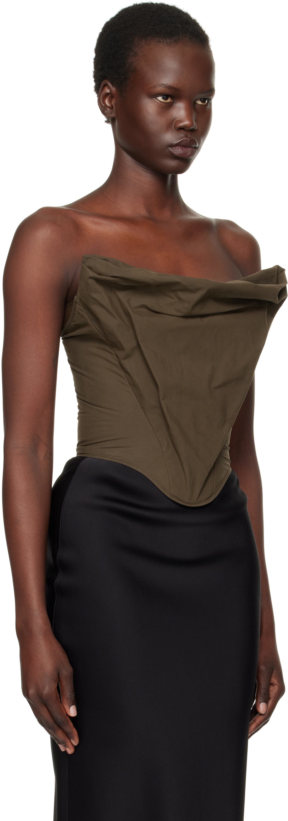 Magda Butrym Brown Draped Strapless Corset