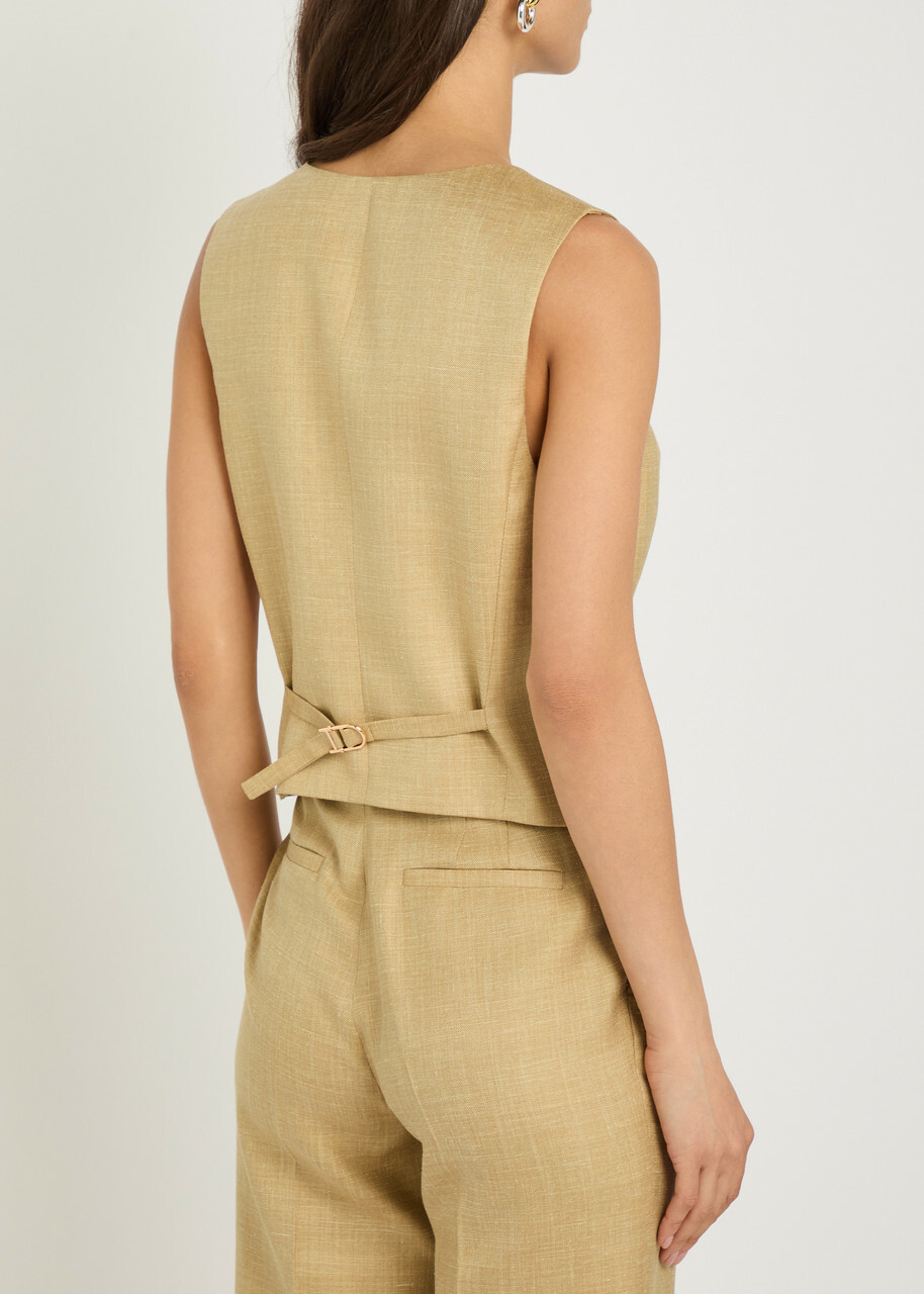 Gabriela Hearst Coleridge Wool and Silk-blend Vest Beige
