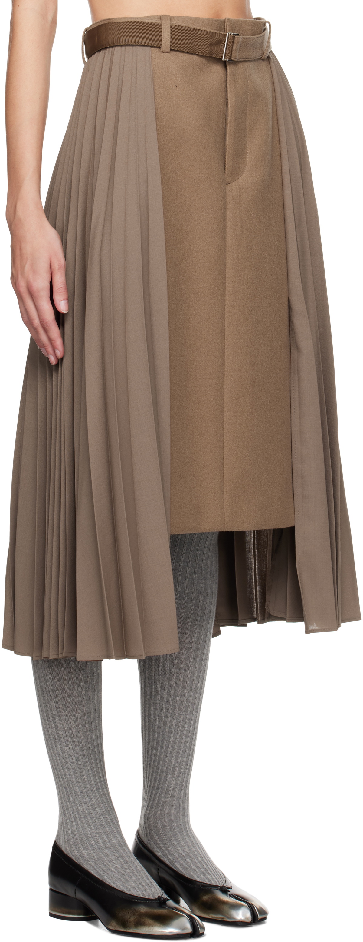 Sacai Wool Melton Skirt サイズ1 ベージュ sacai Khaki Suiting & Wool Melton Midi Skirt Sacai