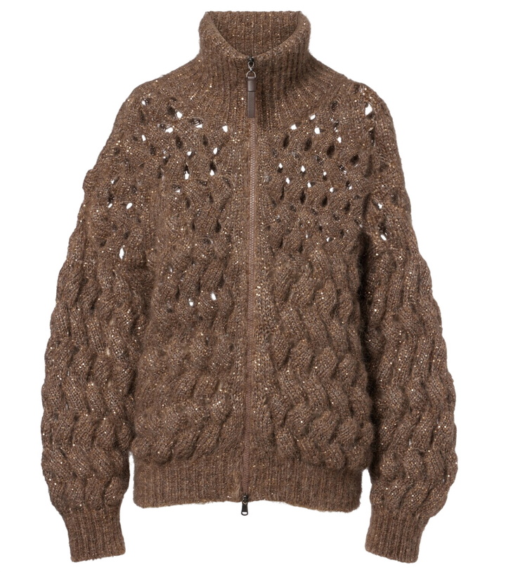 Photo: Brunello Cucinelli Open-knit sequined mohair and wool-blend cardigan