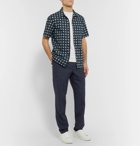 Mr P. - Prince of Wales Checked Linen and Virgin Wool-Blend Drawstring Trousers - Blue