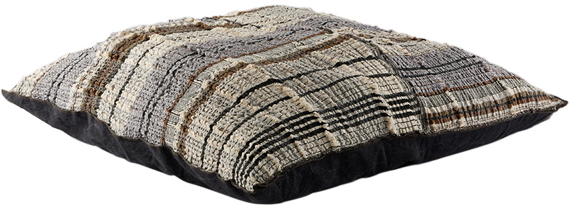 Luna Del Pinal Off-White & Gray Mixed Lines Floor Cushion Cover