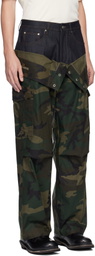 Andersson Bell Khaki Camo Double Waist Work Wide-Leg Trousers