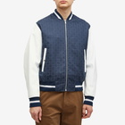 Givenchy Men's Mixed Material Varsity Jacket in Navy/White