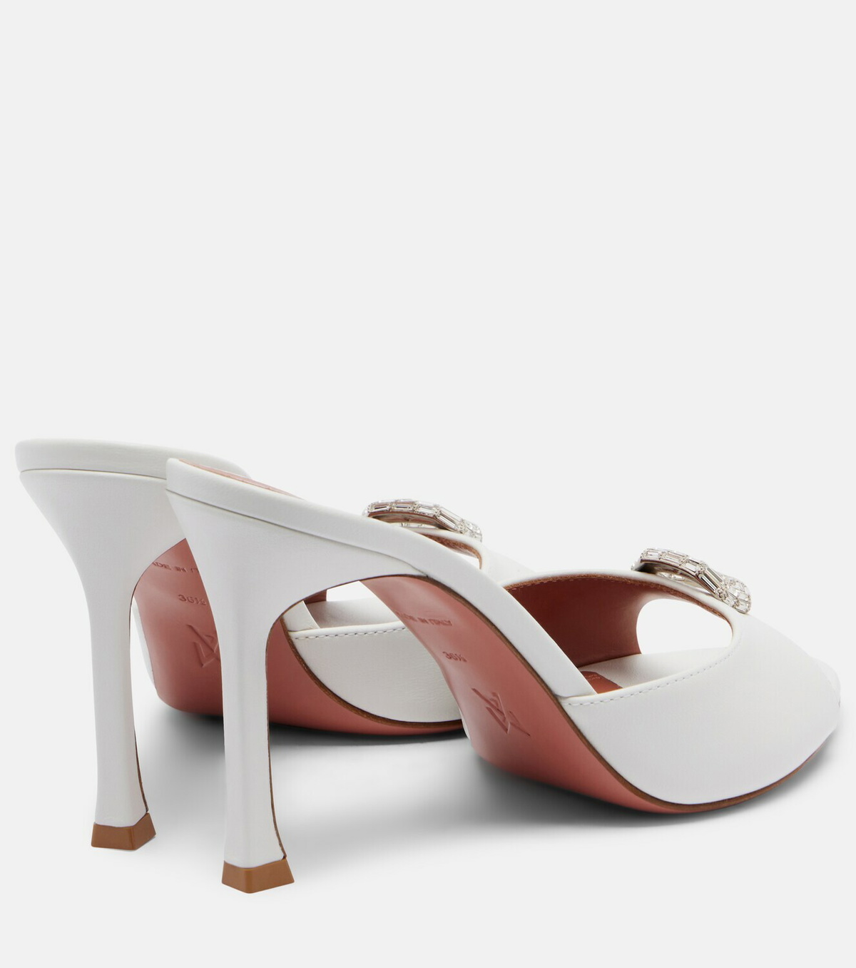 Amina Muaddi Mini Camelia embellished leather mules