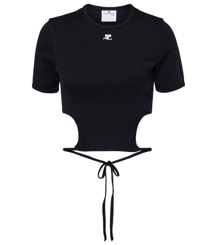 Photo: Courrèges Logo cutout tie-back cotton crop top