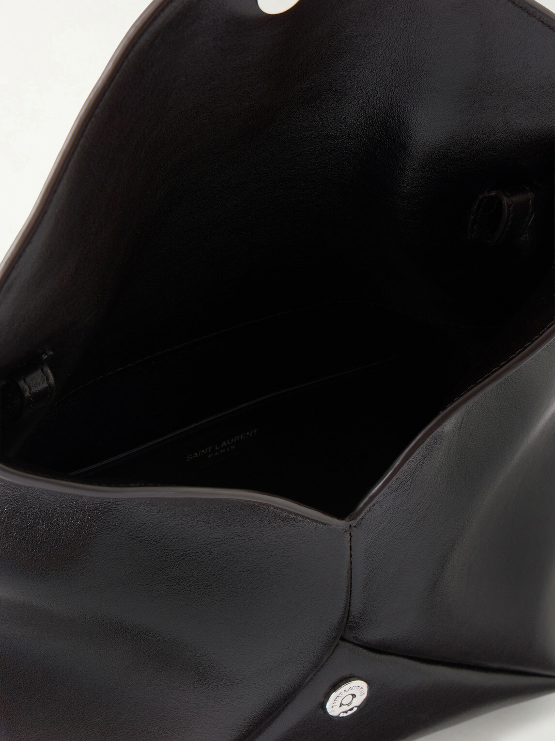 SAINT LAURENT - Cassandre-Embellished Full-Grain Leather Messenger Bag