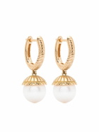 Harwell Godfrey 18K Yellow Gold Pearl Drop Hoop Earrings