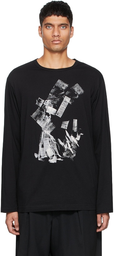 Photo: Yohji Yamamoto Black Graphic Print Long Sleeve T-Shirt