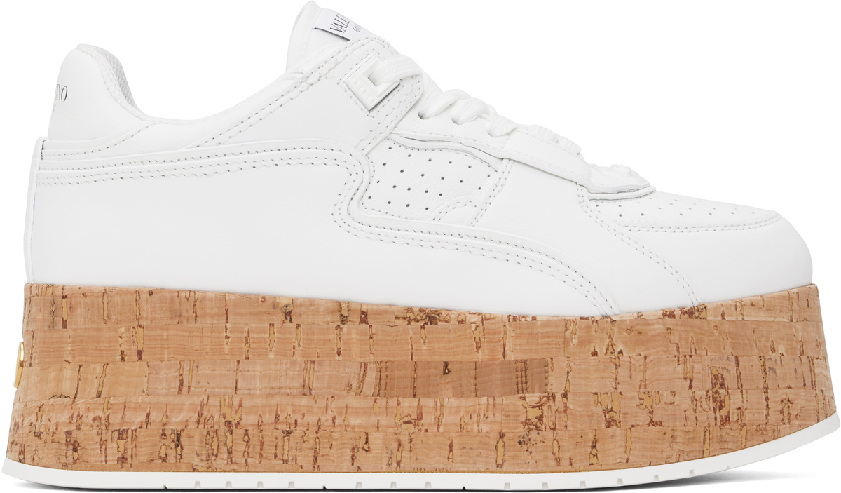 VALENTINO 25S GARAVANI FREEDOTS SNEAKERS IN WHITE MIX DARK NAVY BLUE LAMBSKIN
