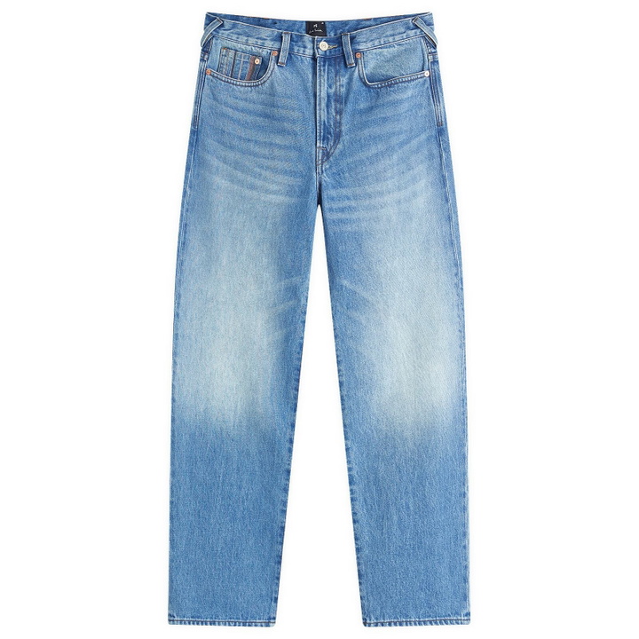 Photo: Paul Smith Men's Relaxed Fit Embroidered Stripe Denim Jeans in Blue