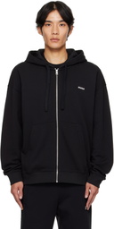 Hugo Black Relaxed-Fit Cotton Terry Zip-Up Hoodie