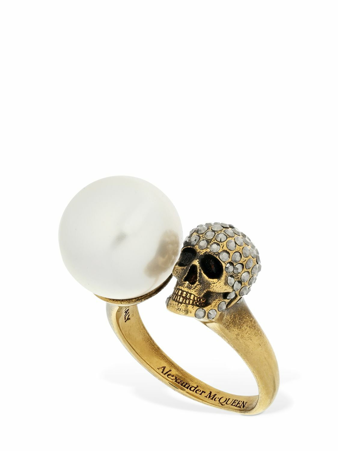 pearl-embellished skull bracelet