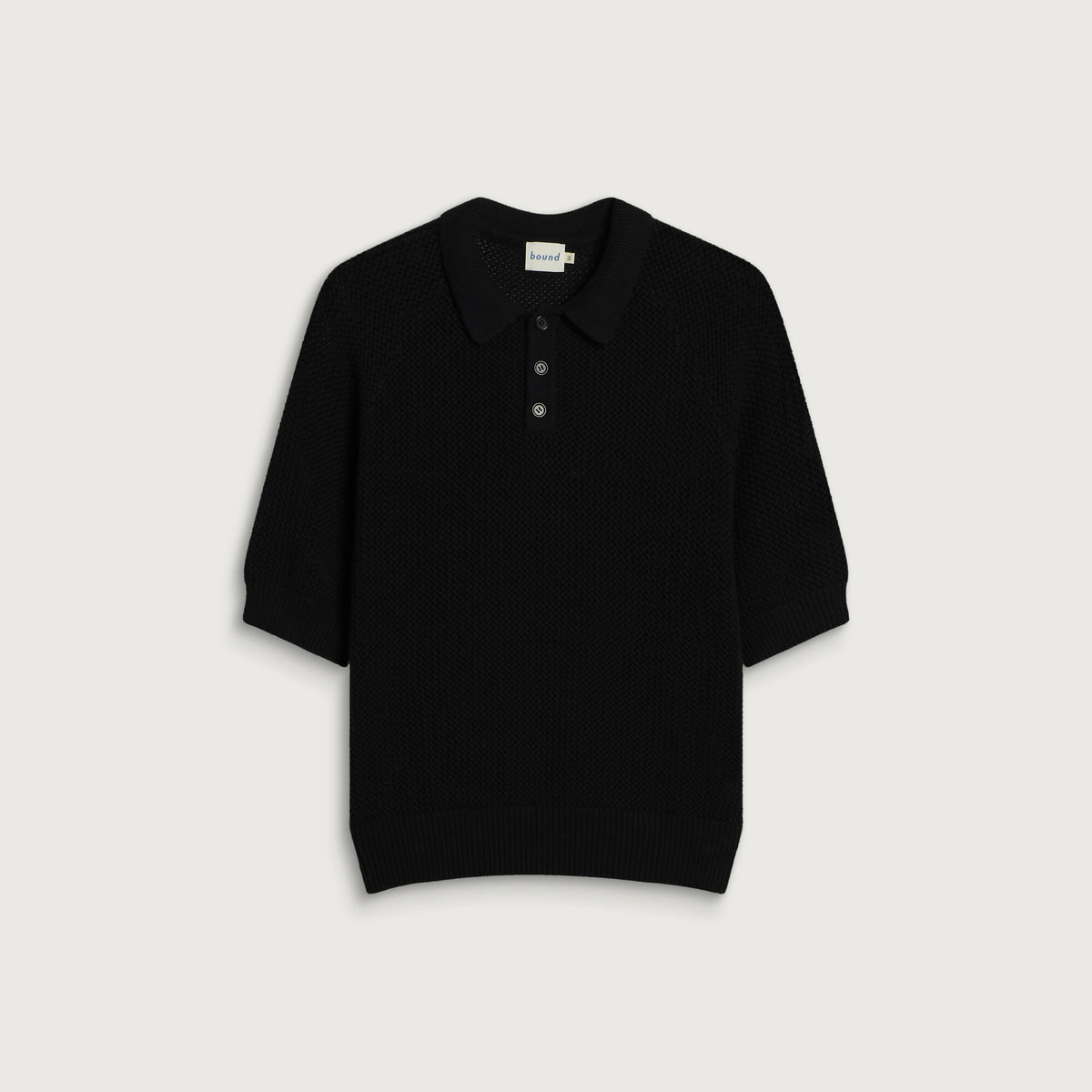 Bound Men's Crochet Knit Polo in Black