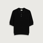 Bound Men's Crochet Knit Polo in Black