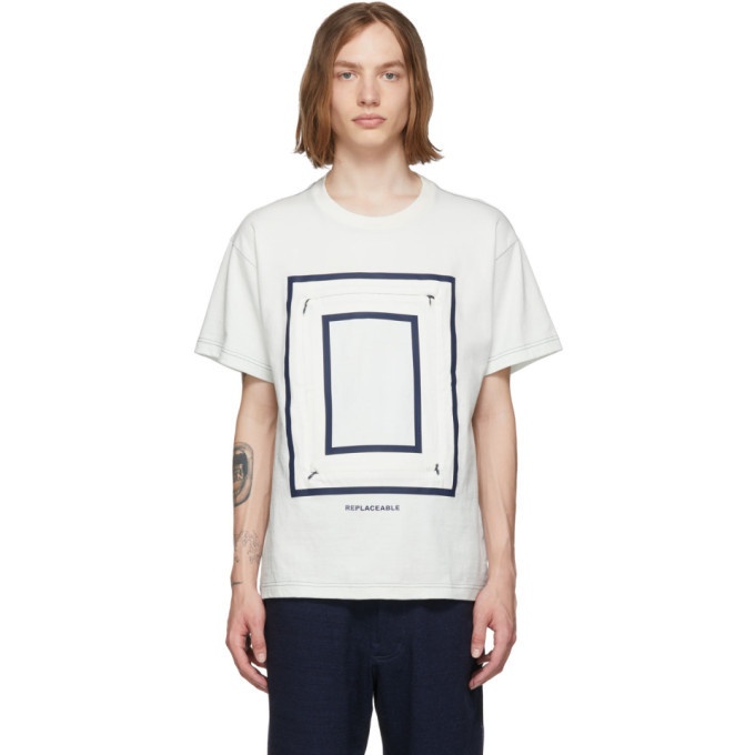 Photo: Fumito Ganryu Off-White and Indigo Detachable Square T-Shirt