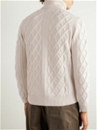 Aspesi - Cable-Knit Wool and Cashmere-Blend Rollneck Sweater - Neutrals