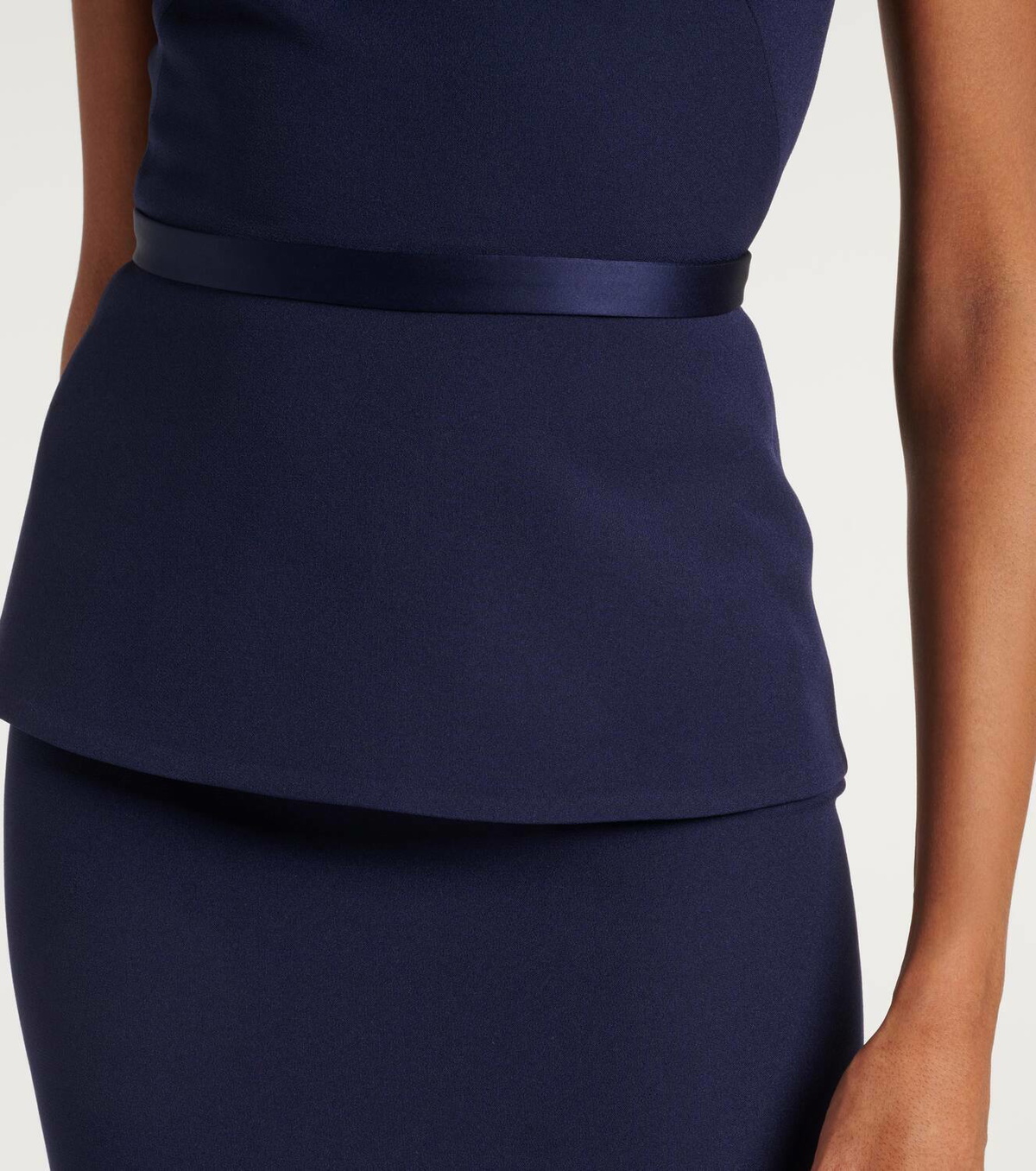 Safiyaa Rella draped peplum heavy crêpe midi dress