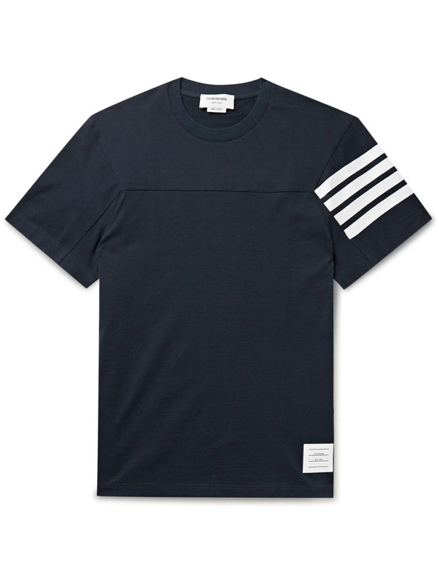 Photo: THOM BROWNE - Striped Cotton-Jersey T-Shirt - Blue