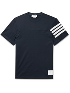 THOM BROWNE - Striped Cotton-Jersey T-Shirt - Blue