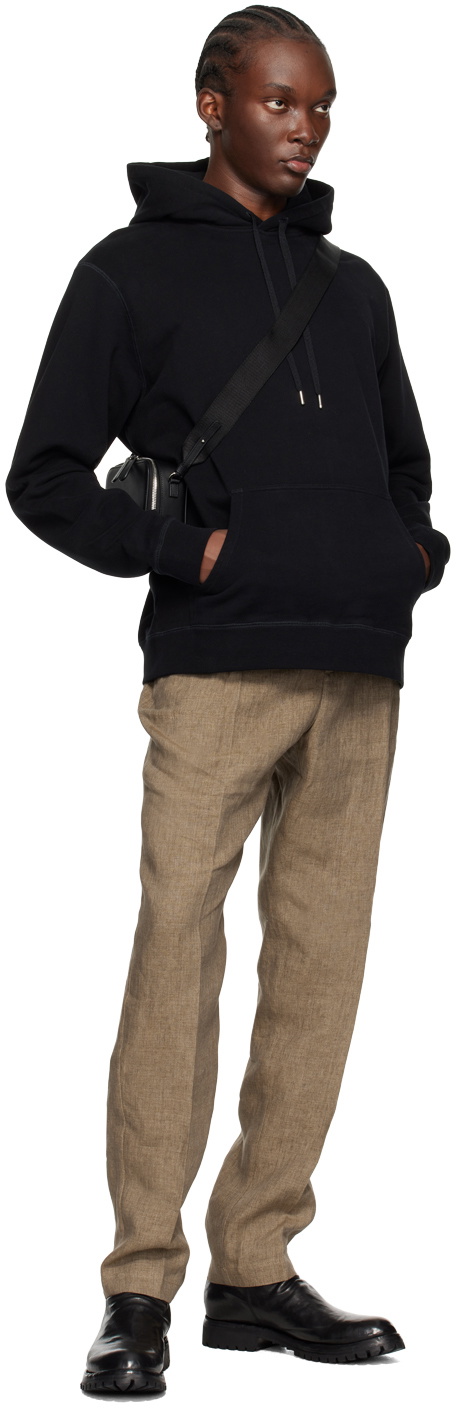 Sunspel Black Loopback Hoodie