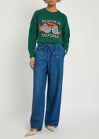 Mother The Jumper Embroidered Brushed Bouclé Jumper Navy