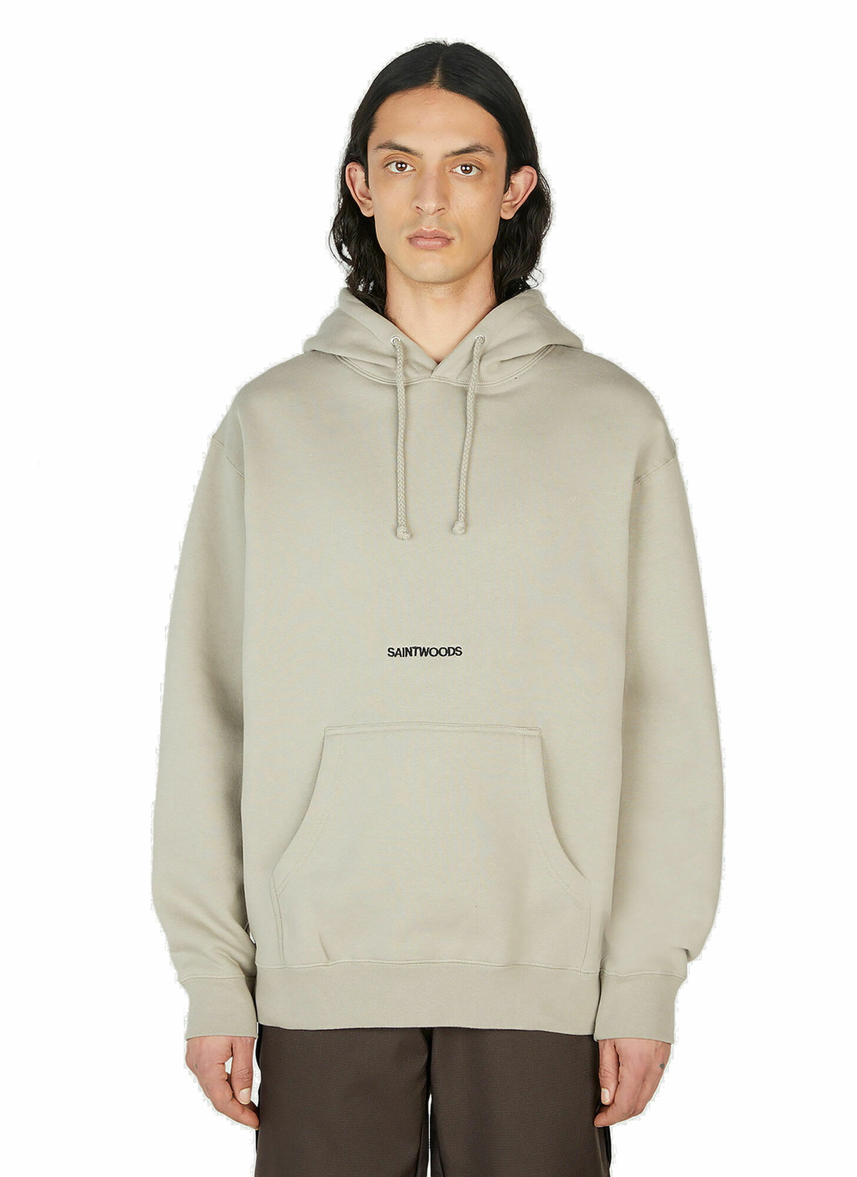 Saintwoods - Logo Print Hooded Sweatshirt in Beige Saintwoods