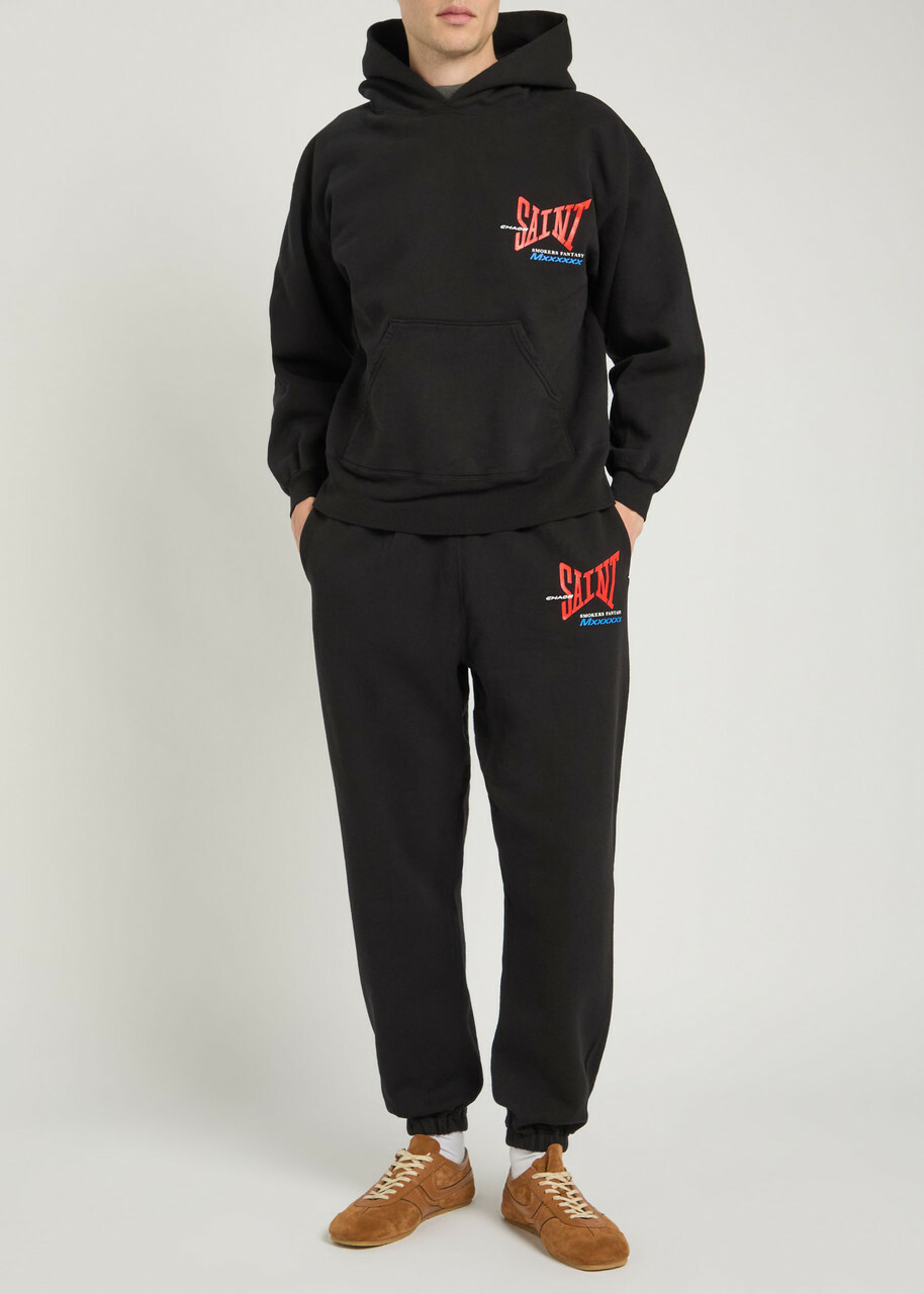 Saint Mxxxxxx Logo-print Hooded Cotton Sweatshirt Black