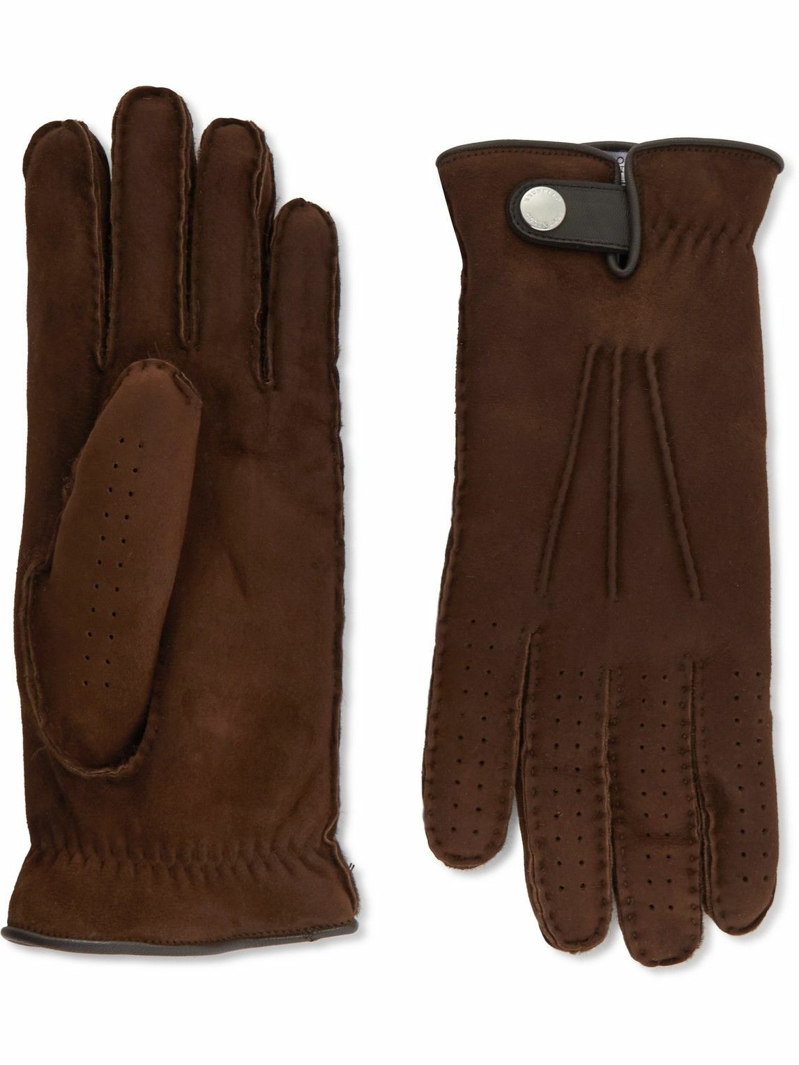 Photo: Brunello Cucinelli - Leather-Trimmed Suede Gloves - Brown