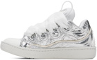 Lanvin Silver Curb Metallic Effect Sneakers