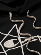 Rick Owens - Champion Embroidered Organic Cotton-Jersey Hoodie - Black