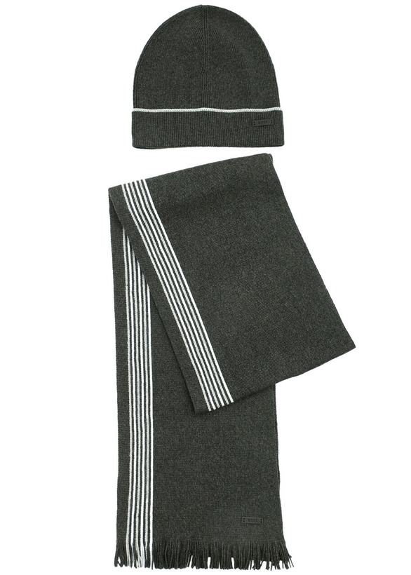 Photo: Boss Enzo Beanie and Scarf set - Grey - One Size