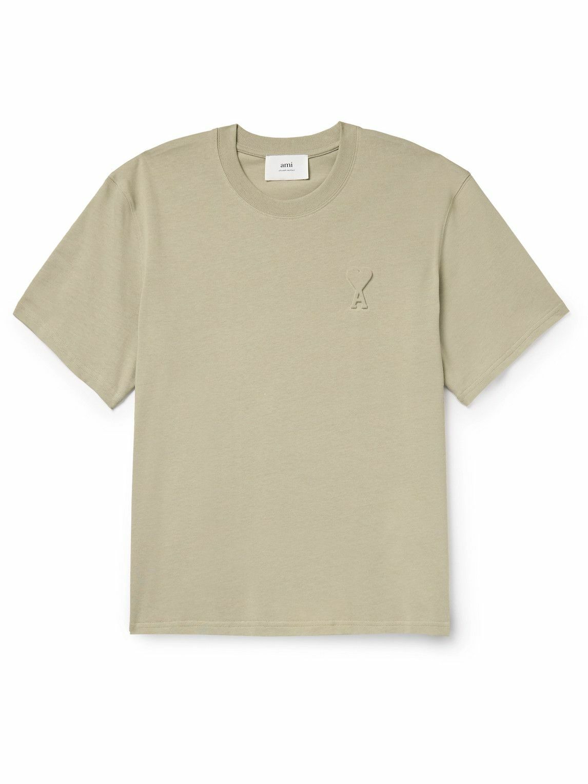 AMI PARIS - Logo-Embossed Cotton-Jersey T-Shirt - Neutrals AMI