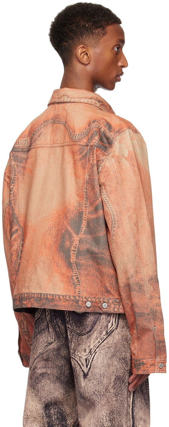 CAMPERLAB Orange Distorted Print Denim Jacket
