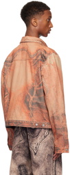 CAMPERLAB Orange Distorted Print Denim Jacket