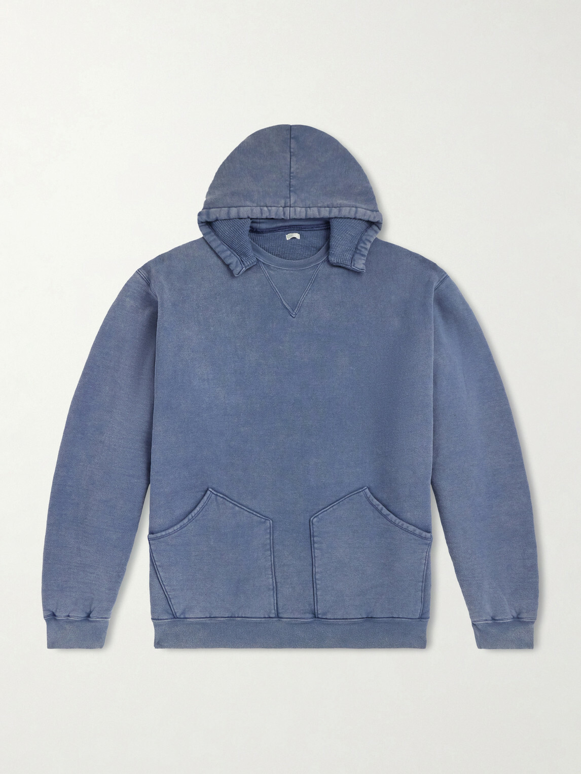A.PRESSE - Vintage Cotton-Jersey Hoodie - Blue
