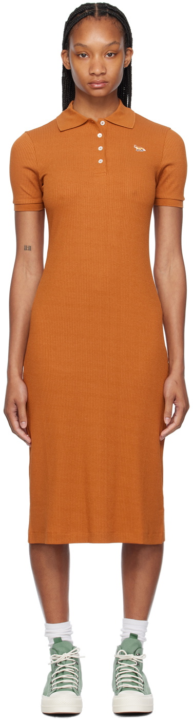 Maison Kitsuné Tan Baby Fox Maxi Dress