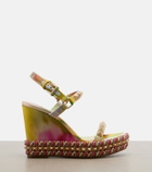 Christian Louboutin Pyra Clou studded floral chiné espadrille wedges