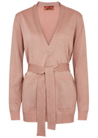Missoni Belted Metallic-knit Cardigan Light Pink