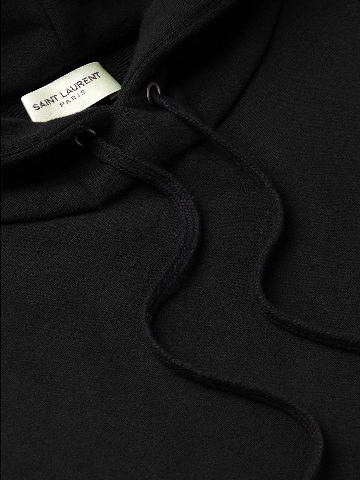 SAINT LAURENT - Logo-Print Cotton-Jersey Hoodie - Black