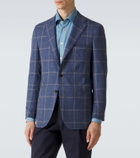 Kiton Checked cashmere, wool, silk, and linen blazer