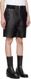 Helmut Lang Black Zip Bomber Leather Shorts