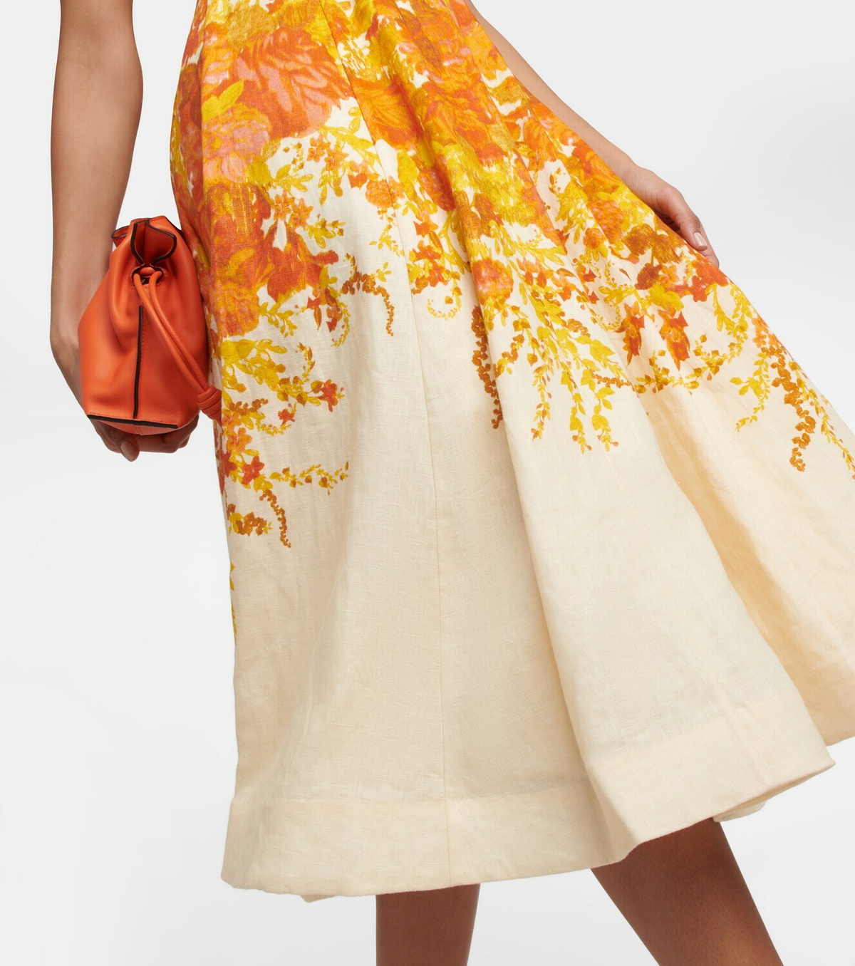 【ZIMMERMANN】picnic floral-print linen ミディ ドレス ZIMMERMANN High Tide Picnic Floral-Print Linen Midi Dress
