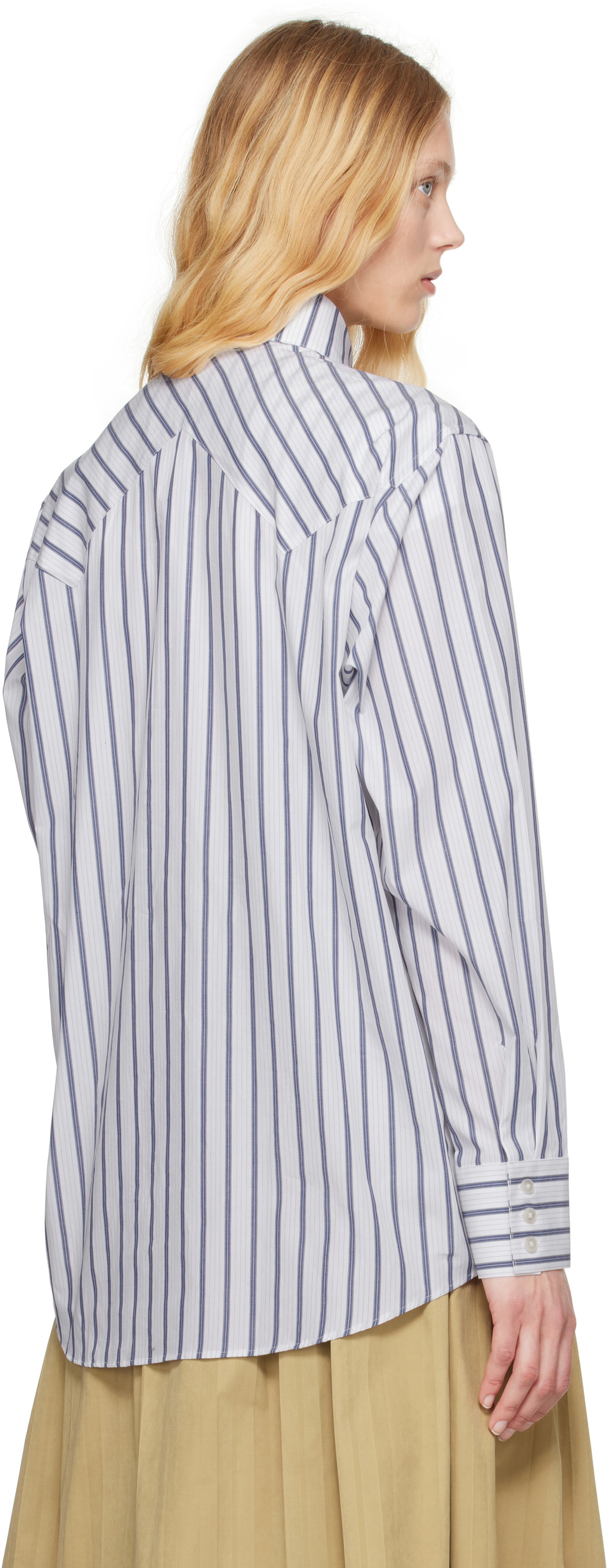 Carter Young White & Blue Western Business Shirt