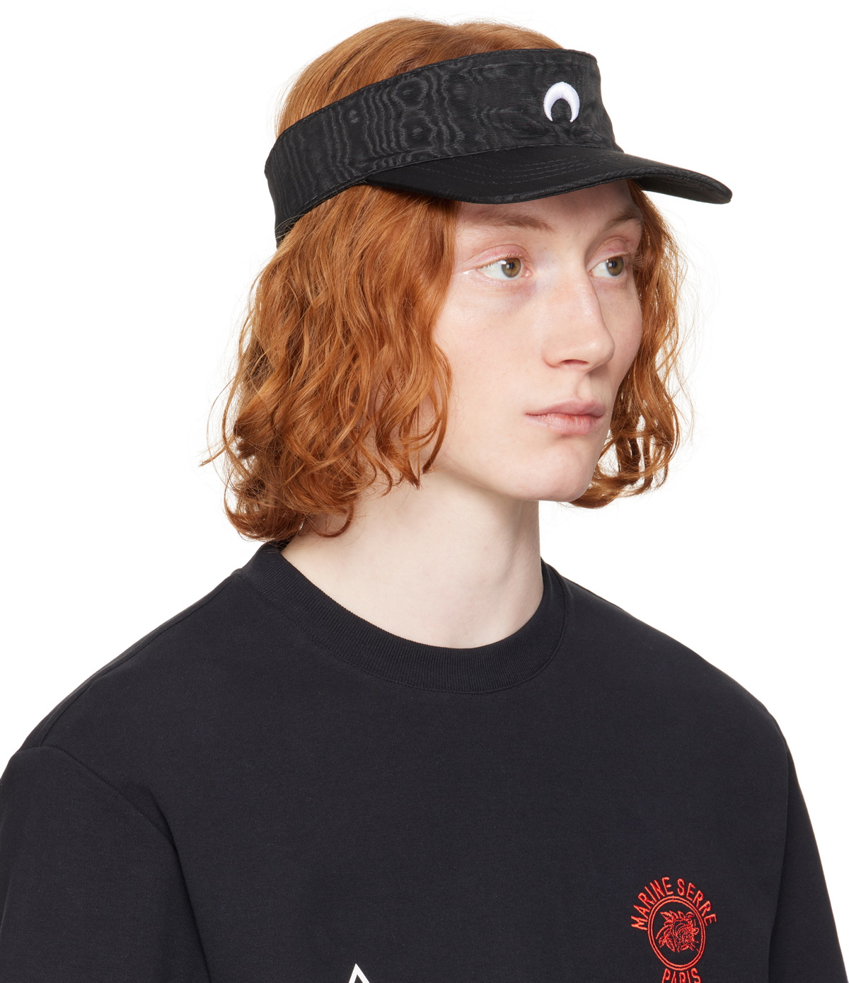 Marine Serre Black Recycled Moire Visor Cap